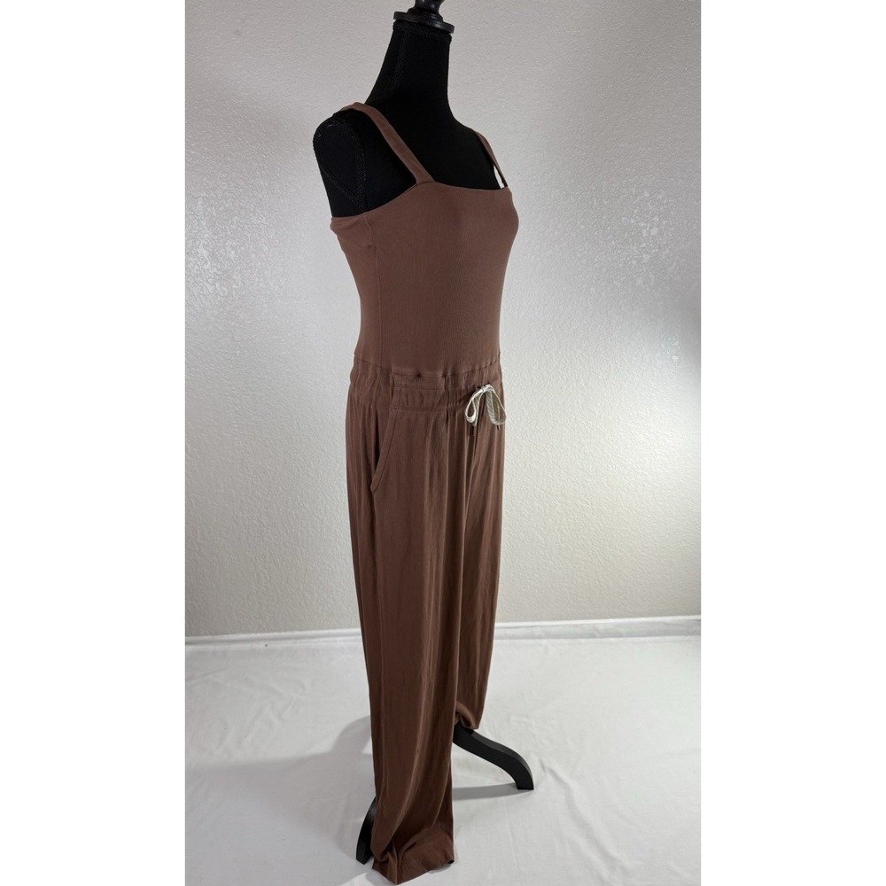 Vuori Mudra Brown Square Neck Jumpsuit Size Large Sleeveless Wide Leg